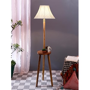 cross pleated cotton wooden floor lamp -43-12x548inches-tripod natural