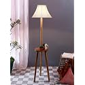 Cross Pleated Cotton Wooden Floor Lamp -43-(12x54.8inches)-Tripod Natural