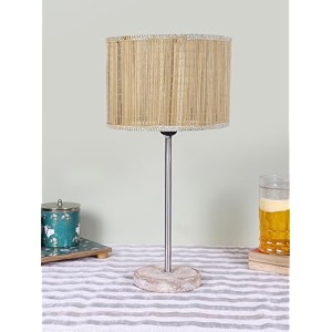 drum bamboo shade with steel amp white brushed wood base -7x7x1675 inches