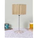 Drum Bamboo Shade with Steel & White Brushed Wood Base -(7x7x16.75) Inches