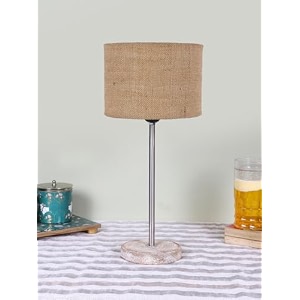 drum beige jute shade with steel amp white brushed wood base -7x7x1675 inches