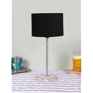 drum black cotton shade with steel amp white brushed wood base -7x7x1675 inches