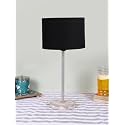 Drum Black Cotton Shade with Steel & White Brushed Wood Base -(7x7x16.75) Inches