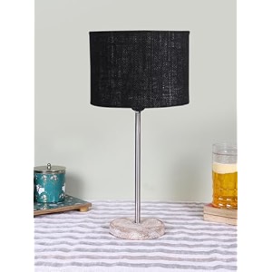 drum black jute shade with steel amp white brushed wood base -7x7x1675 inches