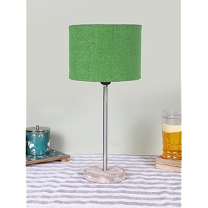 drum green jute shade with steel amp white brushed wood base -7x7x1675 inches