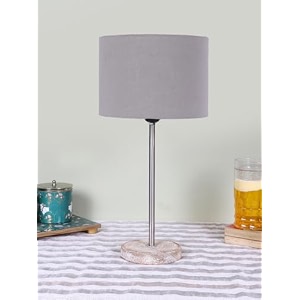 drum grey cotton shade with steel amp white brushed wood base -7x7x1675 inches