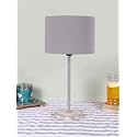 Drum Grey Cotton Shade with Steel &amp; White Brushed Wood Base -(7x7x16.75) Inches