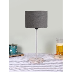 drum grey jute shade with steel amp white brushed wood base -7x7x1675 inches