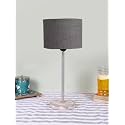 Drum Grey Jute Shade with Steel &amp; White Brushed Wood Base -(7x7x16.75) Inches