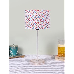 drum multicolor cotton shade with steel amp white brushed wood base -7x7x1675 inches-40