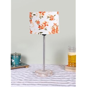 drum multicolor cotton shade with steel amp white brushed wood base -7x7x1675 inches-38