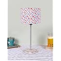 Drum Multicolor Cotton Shade with Steel &amp; White Brushed Wood Base -(7x7x16.75) Inches-40