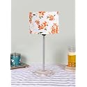 Drum Multicolor Cotton Shade with Steel &amp; White Brushed Wood Base -(7x7x16.75) Inches-38