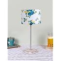 Drum Multicolor Cotton Shade with Steel &amp; White Brushed Wood Base -(7x7x16.75) Inches-39