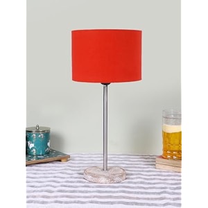 drum orange cotton shade with steel amp white brushed wood base -7x7x1675 inches