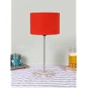 Drum Orange Cotton Shade with Steel &amp; White Brushed Wood Base -(7x7x16.75) Inches