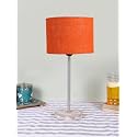 Drum Orange Jute Shade with Steel &amp; White Brushed Wood Base -(7x7x16.75) Inches