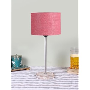 drum pink jute shade with steel amp white brushed wood base -7x7x1675 inches