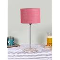 Drum Pink Jute Shade with Steel &amp; White Brushed Wood Base -(7x7x16.75) Inches