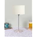 Drum White Jute Shade with Steel &amp; White Brushed Wood Base -(7x7x16.75) Inches