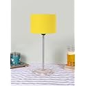 Drum Yellow Cotton Shade with Steel &amp; White Brushed Wood Base -(7x7x16.75) Inches