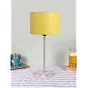 Drum Yellow Jute Shade with Steel &amp; White Brushed Wood Base -(7x7x16.75) Inches
