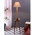 Grey Cotton Conical Wooden Floor Lamp -25-(14x55.75inches) -Tripod Natural