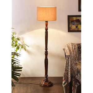 cotton shade floor lamp with wooden base - height 567 inches grey  modern night lamp for bedroom living room study room bedside table office amp home decor  decorative ideal for gifting