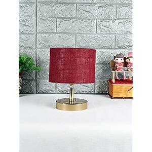 lamp table lamp night lamp for bedroom lamp for living room bedside lamp table lamp for bedroom bedroom decoration items room dcor- metal base maroon jute shade-9 inches-146