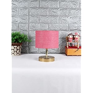 lamp table lamp night lamp for bedroom lamp for living room bedside lamp table lamp for bedroom bedroom decoration items room dcor- metal base pink jute shade-9 inches-145