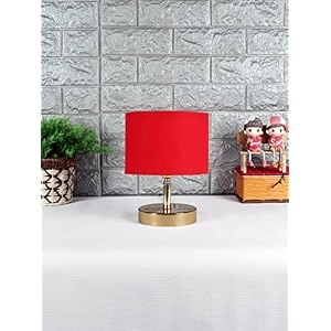 lamp table lamp night lamp for bedroom lamp for living room bedside lamp table lamp for bedroom bedroom decoration items room dcor- metal base red cotton shade-9 inches-138