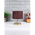 Lamp, Table Lamp, Night Lamp for Bedroom, Lamp for Living Room, Bedside Lamp, Table Lamp for Bedroom, Bedroom Decoration Items, Room Décor- (Metal Base, Brown Jute Shade)-9 Inches-152