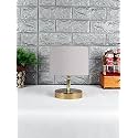 Lamp, Table Lamp, Night Lamp for Bedroom, Lamp for Living Room, Bedside Lamp, Table Lamp for Bedroom, Bedroom Decoration Items, Room Décor- (Metal Base, Grey Cotton Shade)-9 Inches-141