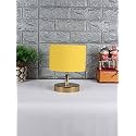 Lamp, Table Lamp, Night Lamp for Bedroom, Lamp for Living Room, Bedside Lamp, Table Lamp for Bedroom, Bedroom Decoration Items, Room Décor- (Metal Base, Yellow Cotton Shade)-9 Inches-140