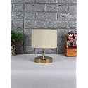 Lamp, Table Lamp, Night Lamp for Bedroom, Lamp for Living Room, Bedside Lamp, Table Lamp for Bedroom, Bedroom Decoration Items, Room Décor- (Metal Base, Off-White Cotton Shade)-9 Inches-136