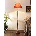 Jute Shade Floor Lamp with Wooden Base - Height 55.75 Inches, Maroon | Warm Light for Living Room, Bedroom, Study Table, Office &amp; Beautiful Home Decoration | Night Lamp, Ideal for Gifting