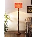 Jute Shade Floor Lamp with Wood Base - Height 56.7 Inches, Maroon | Decorative Home Lighting for Bedroom, Living Room, Office, Study Area, Bedside Table &amp; Hallway | Night Lamp, Ideal for Gift