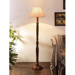 multicolor cotton shade floor lamp with wooden base - height 5575 inches  vibrant decorative lighting for bedroom living room study area bedside amp office  night lamp ideal for gifting