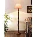 Multicolor Cotton Shade Floor Lamp with Wooden Base - Height 55.75 Inches | Vibrant Decorative Lighting for Bedroom, Living Room, Study Area, Bedside &amp; Office | Night Lamp, Ideal for Gifting