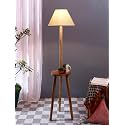 Off-White Cotton Conical Wooden Floor Lamp -20(14x55.75inches) -Tripod Natural