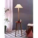 Off-White Cotton Coolie Floor Lamp -46(13x53.75inches)-Tripod Natural