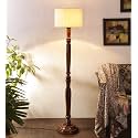 AMDHOMECotton Shade Floor Lamp with Wooden Base - Height 56.7 Inches, Off-White | Elegant Decorative Night Lamp for Bedroom, Living Room, Study Room, Bedside, Office &amp; Home Decor | Ideal for Gifting