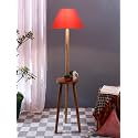 Orange Cotton Conical Wooden Floor Lamp -23-(14x55.75inches) -Tripod Natural