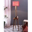 Pink Jute Drum Wooden Floor Lamp -10-(12x56.7inches) -Tripod Natural