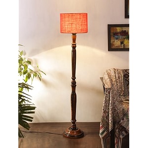 jute shade floor lamp with wooden base - height 567 inches pink  elegant night lamp for bedroom living room study office lighting amp decorative home interiors  night lamp ideal for gift