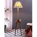 AMDHOME Printed Cotton Conical Wooden Floor Lamp -37-(14x55.75inches) -Tripod Natural
