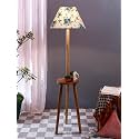 Printed Cotton Conical Wooden Floor Lamp -32-(14x55.75inches) -Tripod Natural
