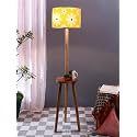 AMDHOME Printed Cotton Drum Wooden Floor Lamp -18 (12x56.7inches) -Tripod Natural