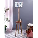 Printed Cotton Drum Wooden Floor Lamp -13-(12x56.7inches) -Tripod Natural