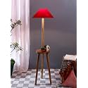 Red Cotton Coolie Floor Lamp -47 (13x53.75 inches)-Tripod Natural